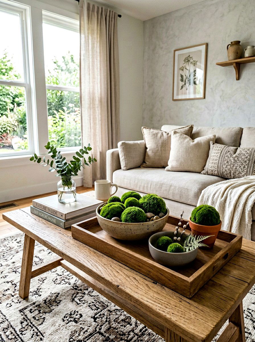 Moss ball spring tray greenery - 25 Spring Farmhouse Tiered Tray Ideas