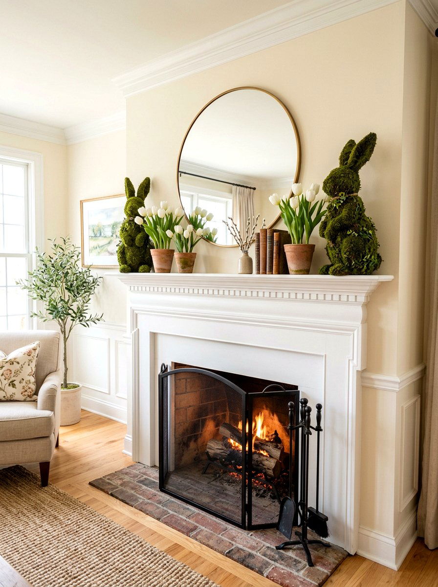 Moss bunny statue - 25 Spring Moss Decor Ideas