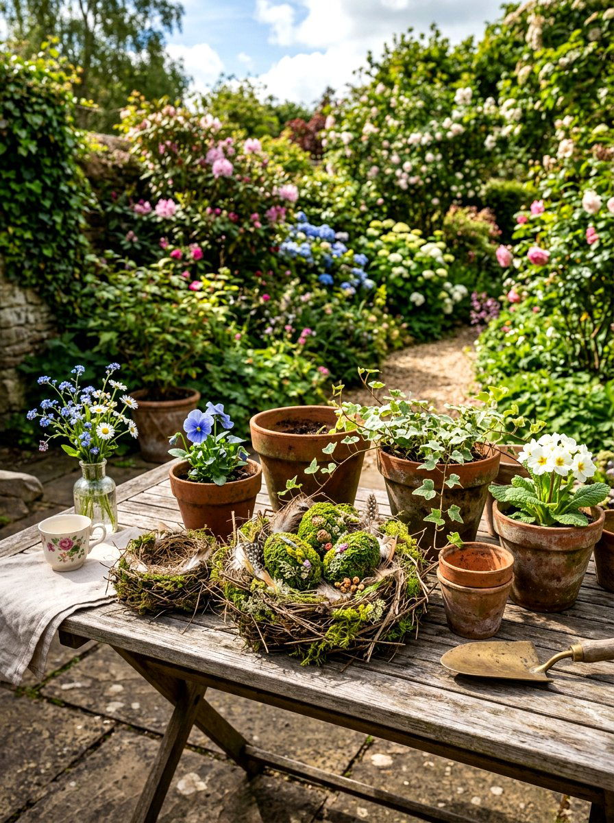 Moss covered eggs - 25 Spring Decorative Egg Ideas