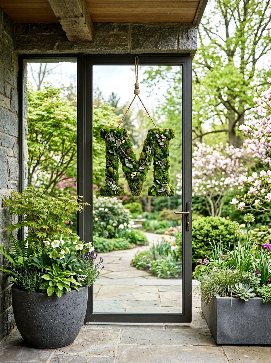 Moss covered monogram - 25 Spring Door Hanger Ideas