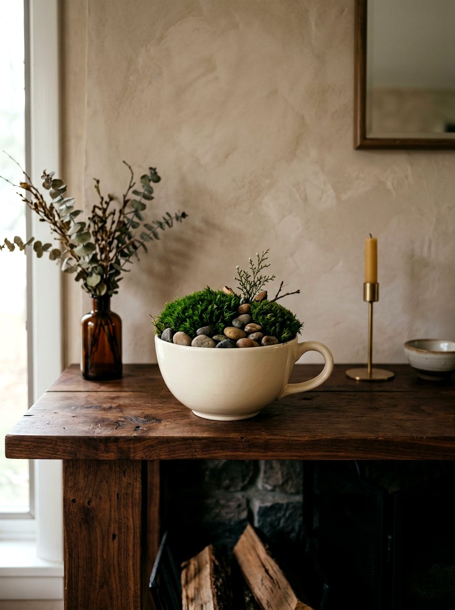 Moss filled teacup decor - 25 Spring Teacup Planter Ideas