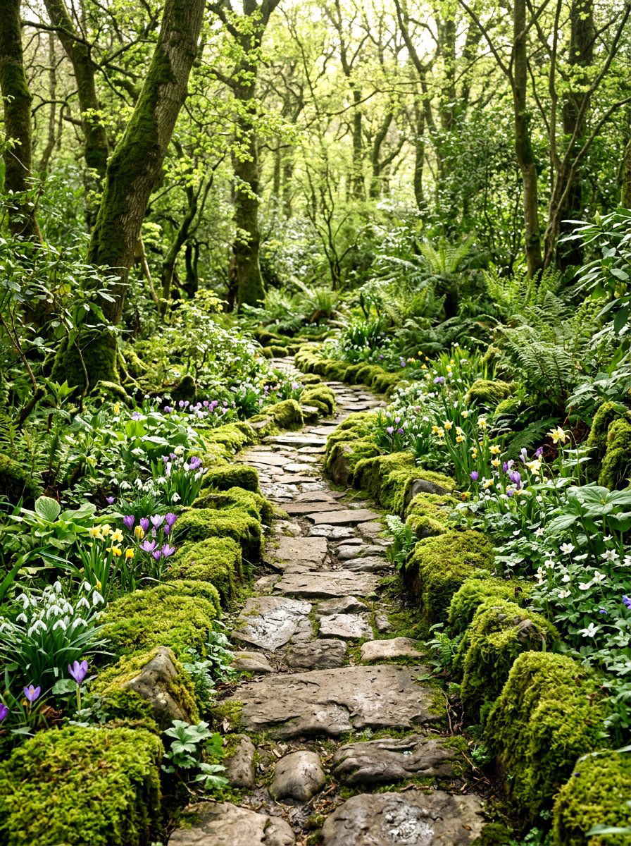 Moss garden path - 25 Spring Shade Garden Ideas