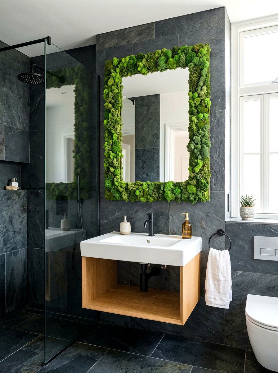 Moss mirror frame - 25 Spring Mirror Decor Ideas