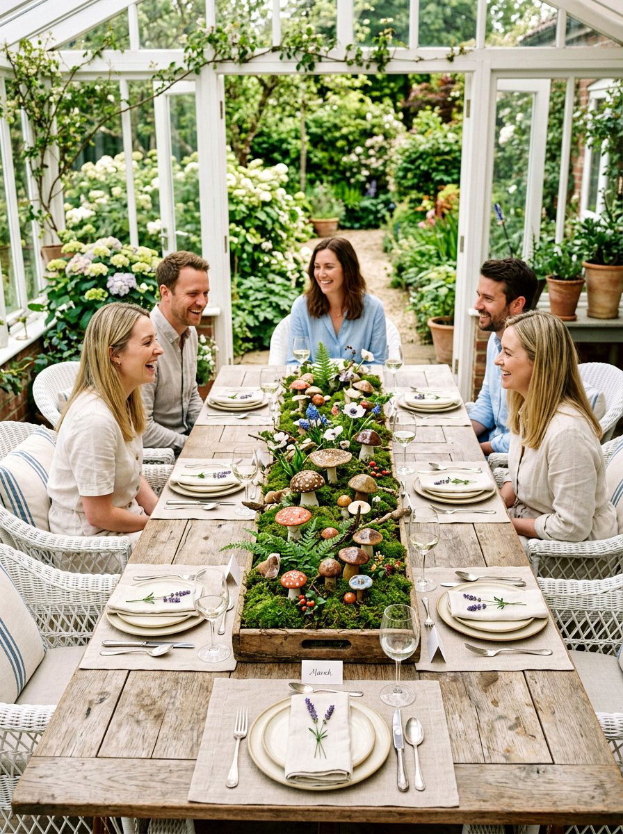 Moss mushroom centerpiece table - 25 Spring Mushroom Decor Ideas