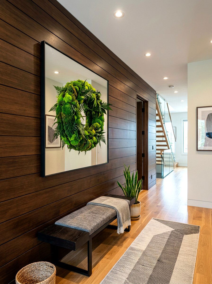 Moss wreath on square mirror - 25 Spring Wreath on Mirror Ideas