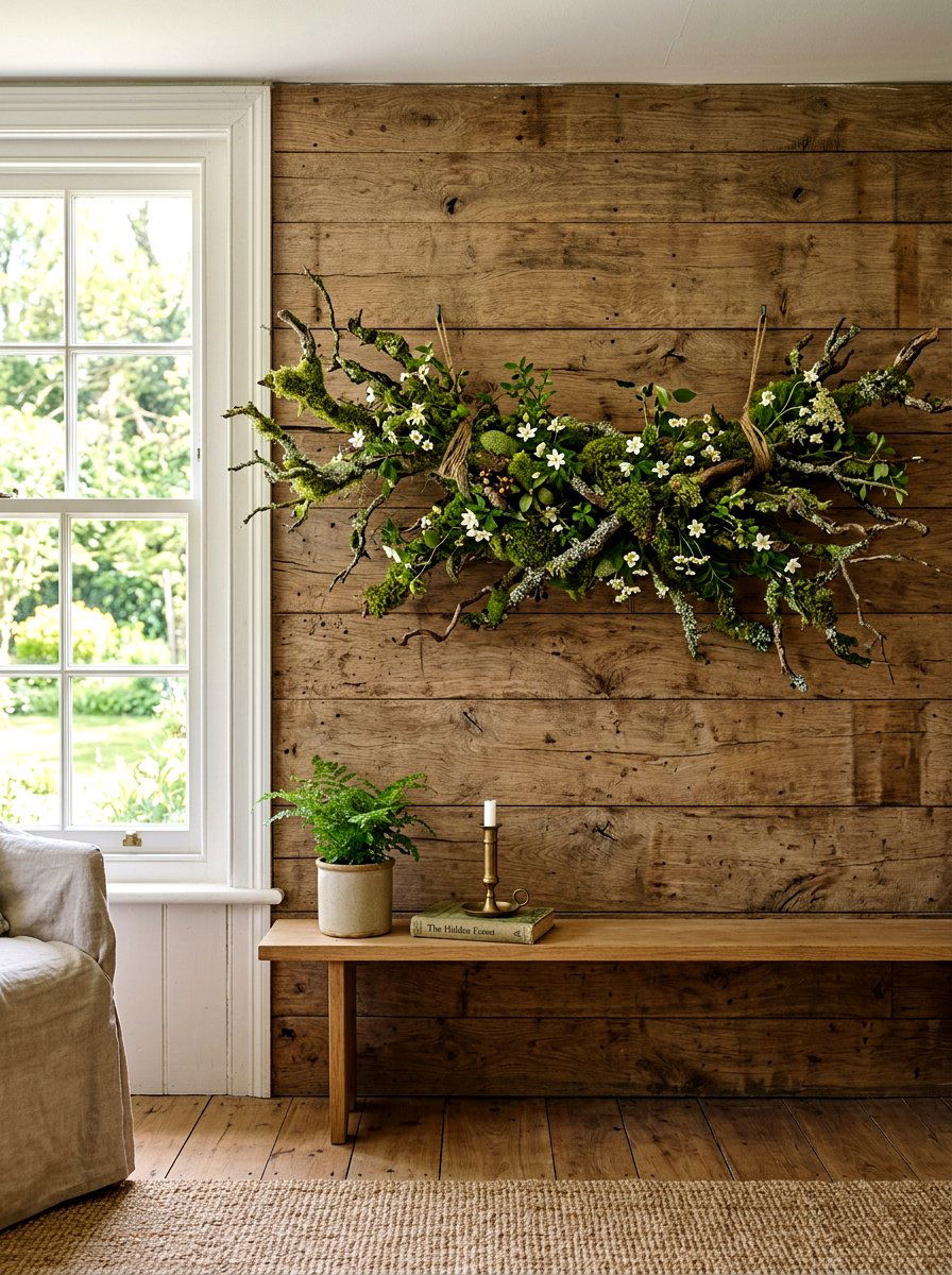 Mossy Branch Swag - 25 Spring Swag Arrangement Ideas