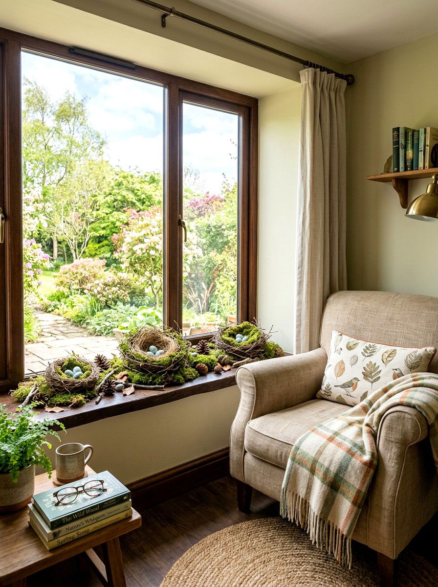 Mossy Nest Window Ledge - 25 Spring Window Frame Decor Ideas
