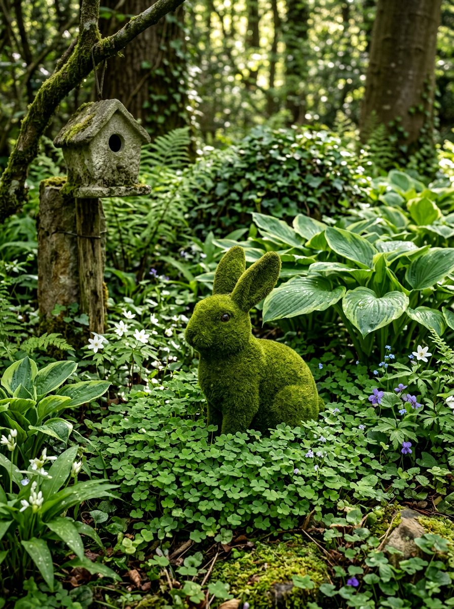Mossy Rabbit Figurine - 25 Spring Garden Animal Decor Ideas