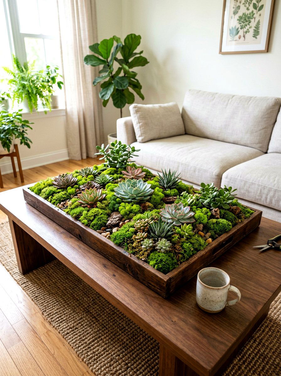Mossy Succulent Garden - 25 Spring Succulent Centerpiece Ideas