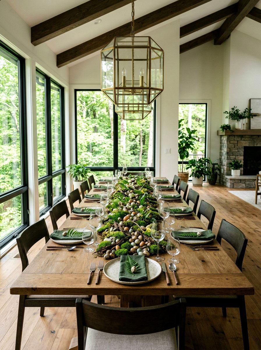 Mossy Woodland Table Runner - 25 Spring Speckled Egg Ideas