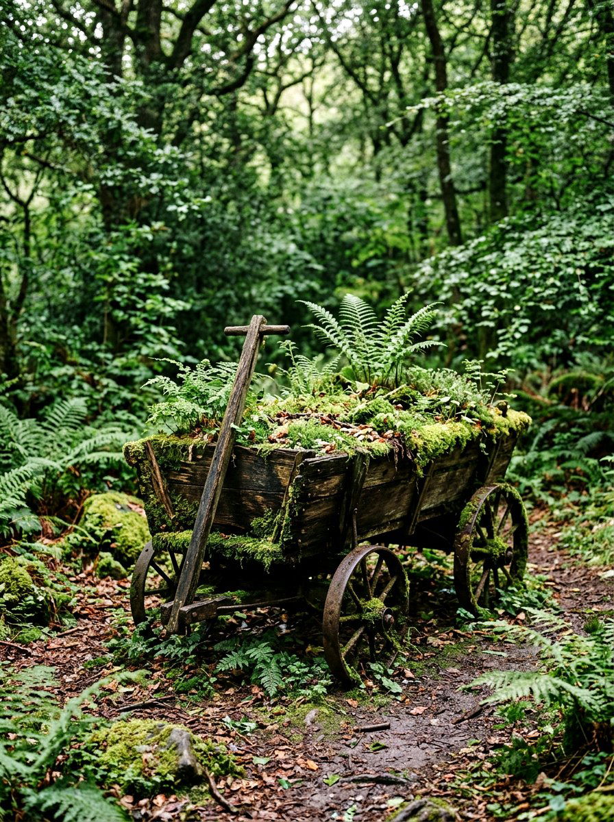 Mossy garden wagon - 25 Spring Garden Wagon Decor Ideas