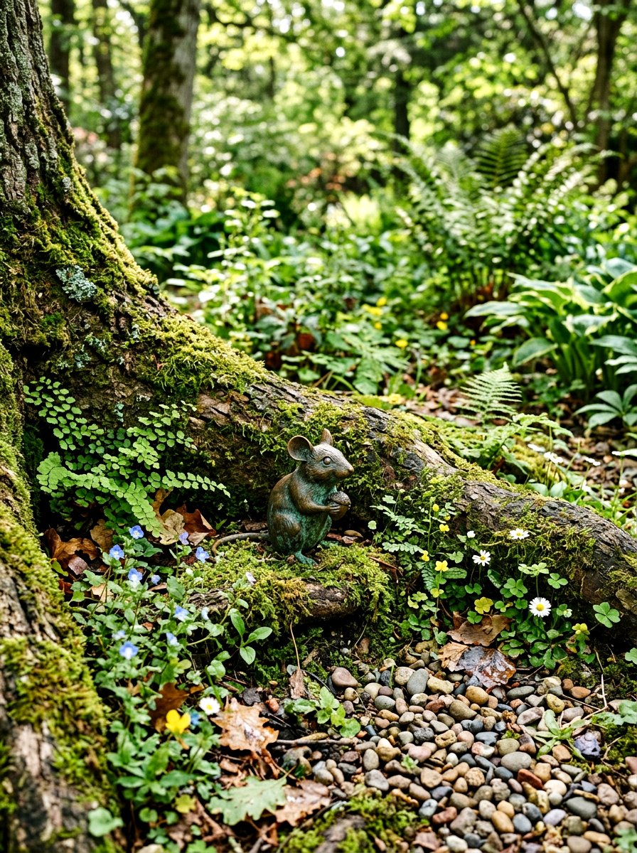 Mouse Garden Statue - 25 Spring Garden Animal Decor Ideas