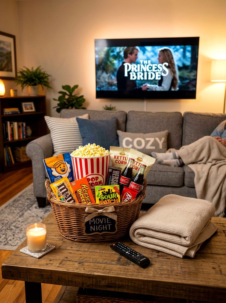 Movie Night Basket - 25 Spring Basket Filler Ideas