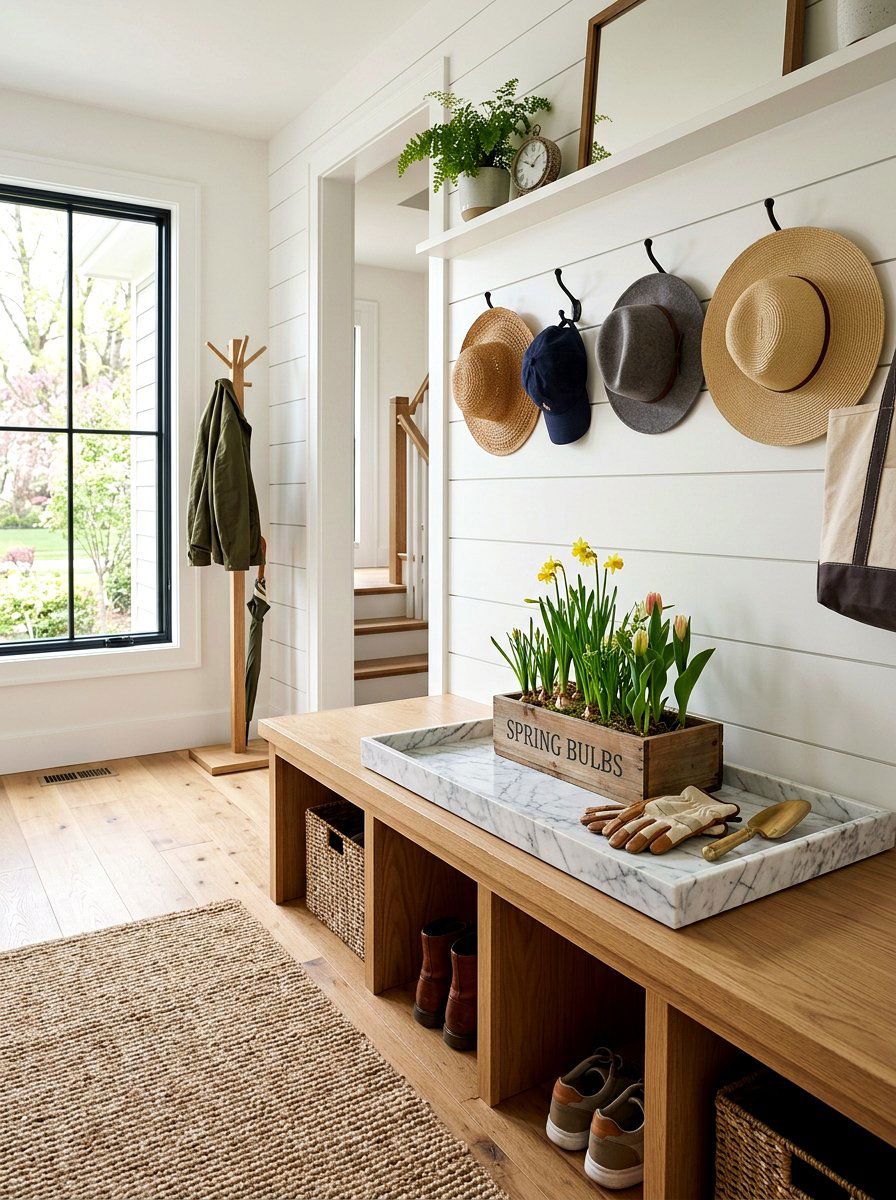 Mudroom Bench Marble Tray - 25 Spring Marble Tray Decor Ideas