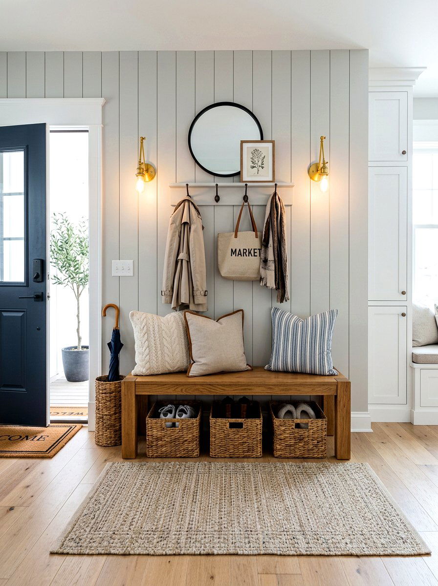Mudroom Bench Setup - 25 Spring Cleaning Decor Ideas
