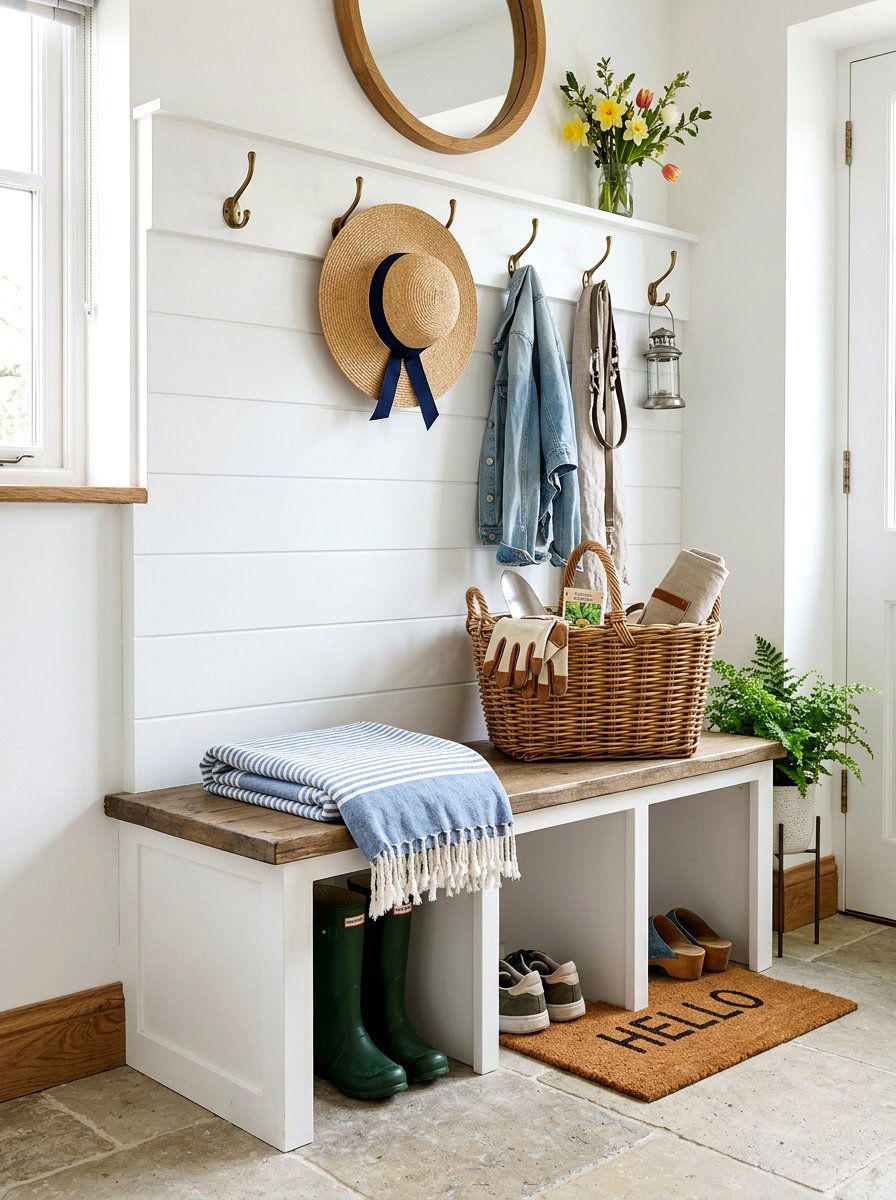 Mudroom Bench Spring Staging - 25 Spring Vignette Styling Ideas