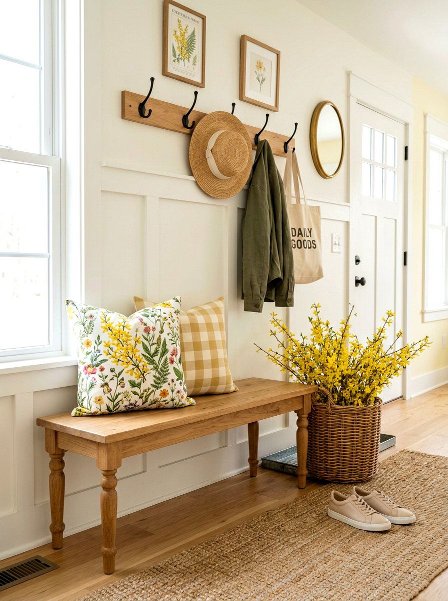 Mudroom Bench Spring Styling - 25 Spring Vignette Ideas