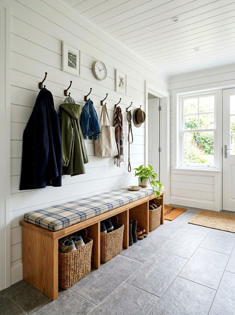 Mudroom Bench Storage - 25 Spring Country Decor Ideas