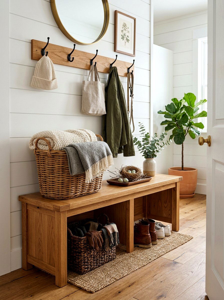 Mudroom Bench Styling - 25 Spring Nest Decor Ideas