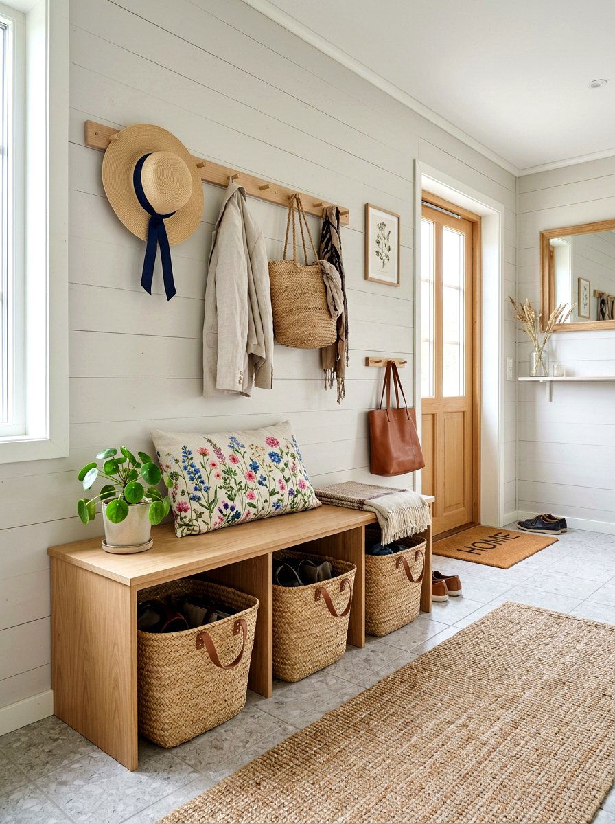 Mudroom Bench Styling - 25 Spring Display Ideas