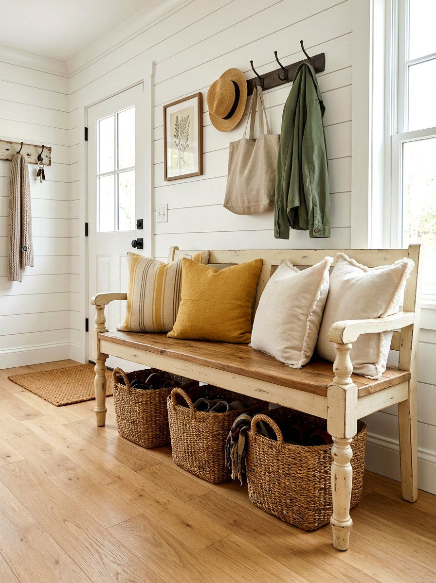 Mudroom Bench - 25 Spring Entryway Decor Ideas