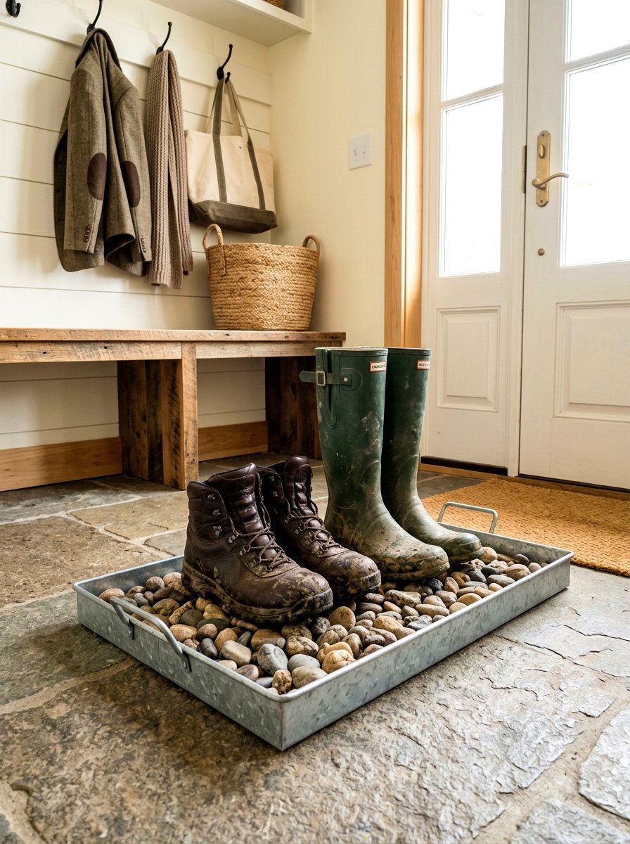 Mudroom Boot Tray Bucket - 25 Spring Galvanized Bucket Decor Ideas