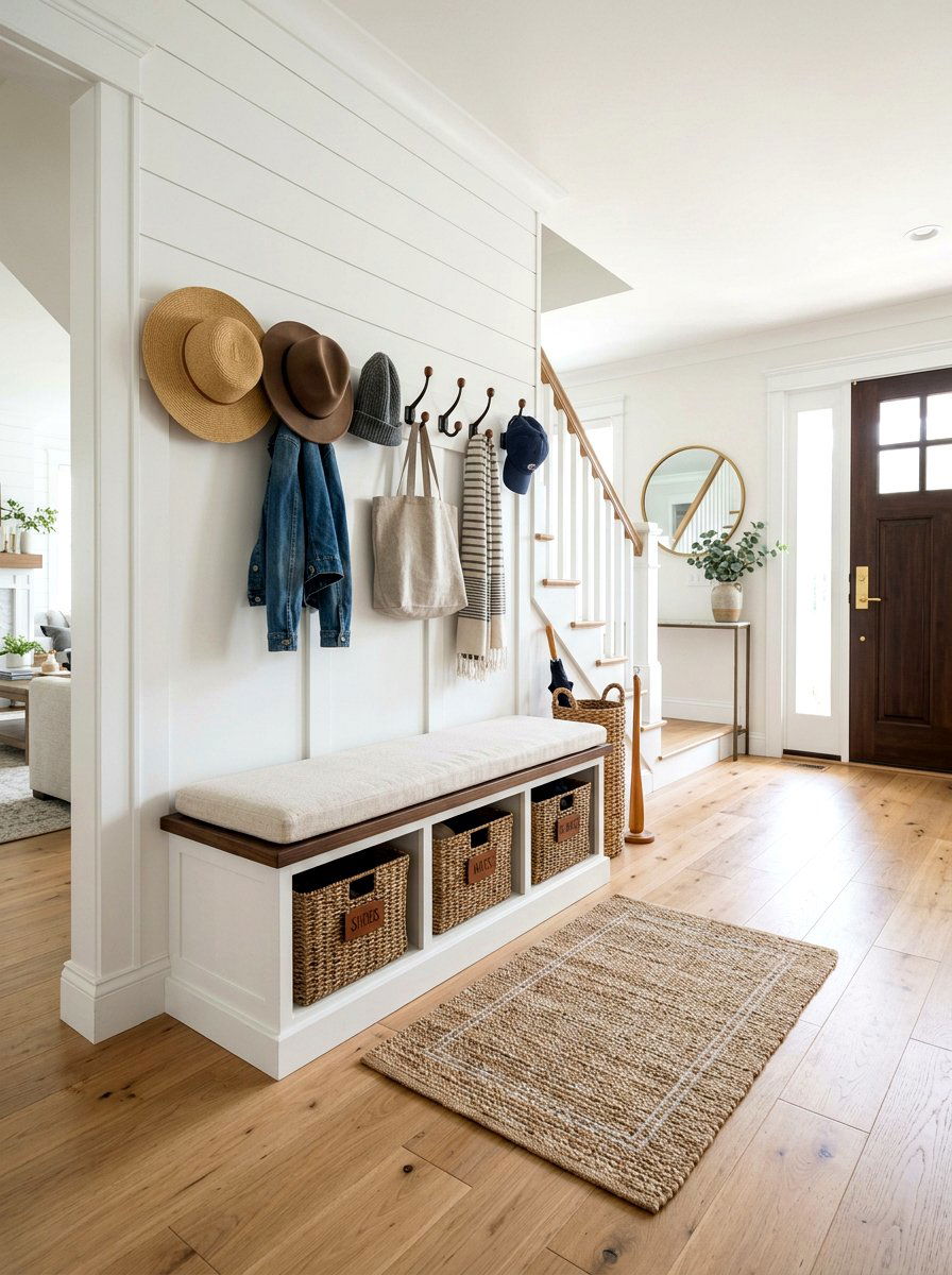 Mudroom Entryway Bench - 25 Spring Cottagecore Decor Ideas