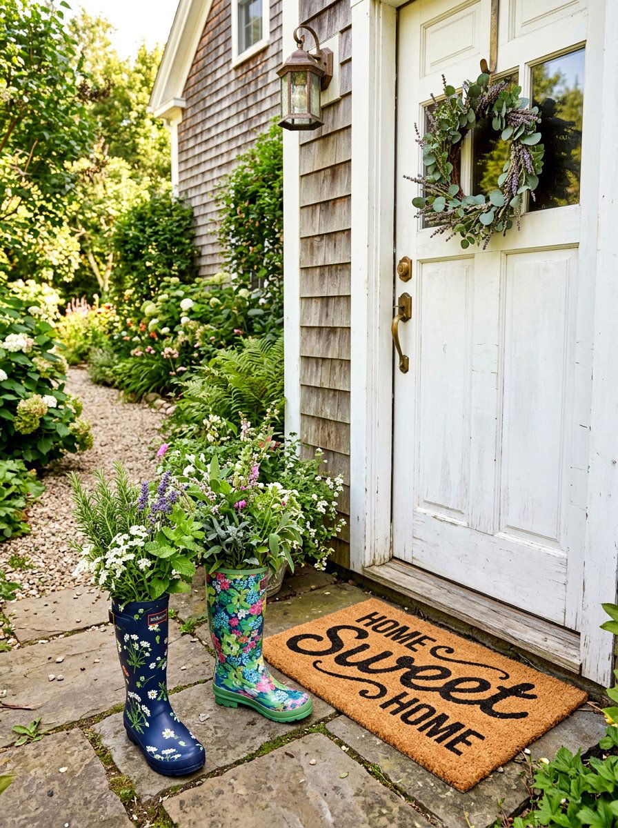Mudroom Entryway Boot Decor - 25 Spring Rubber Boot Planter Ideas