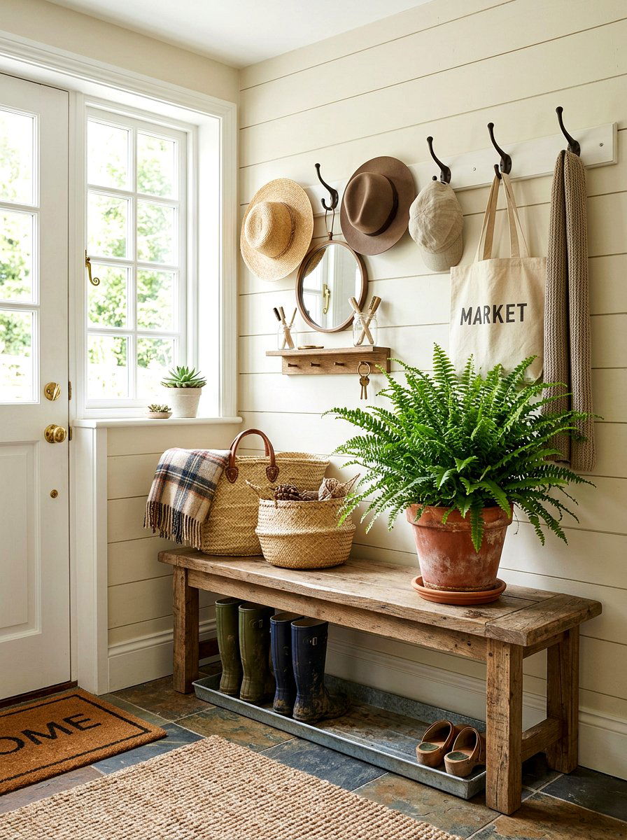 Mudroom Fern Styling - 25 Spring Fern Decor Ideas