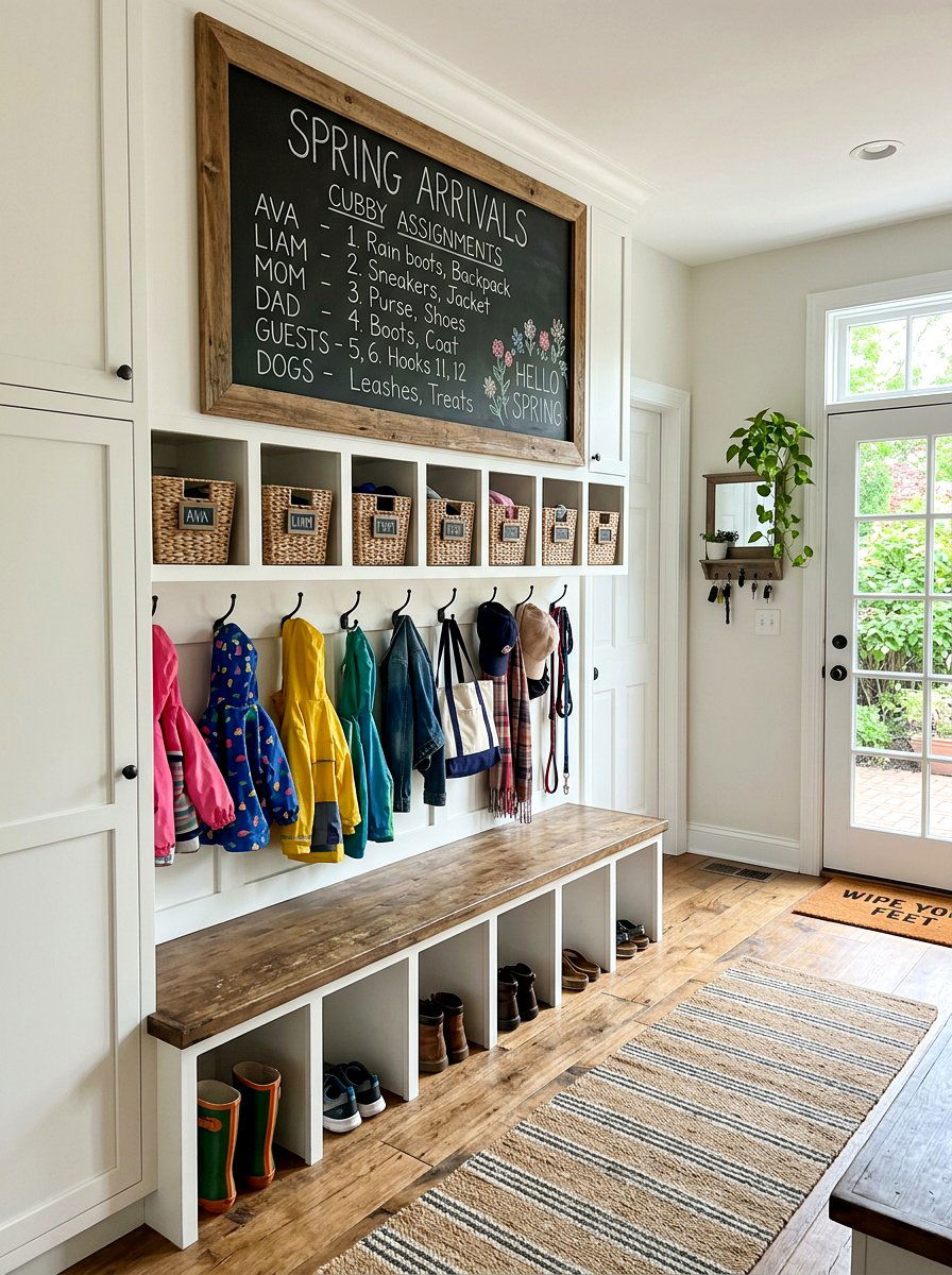 Mudroom Spring Organization Chalkboard - 25 Spring Chalkboard Lettering Ideas
