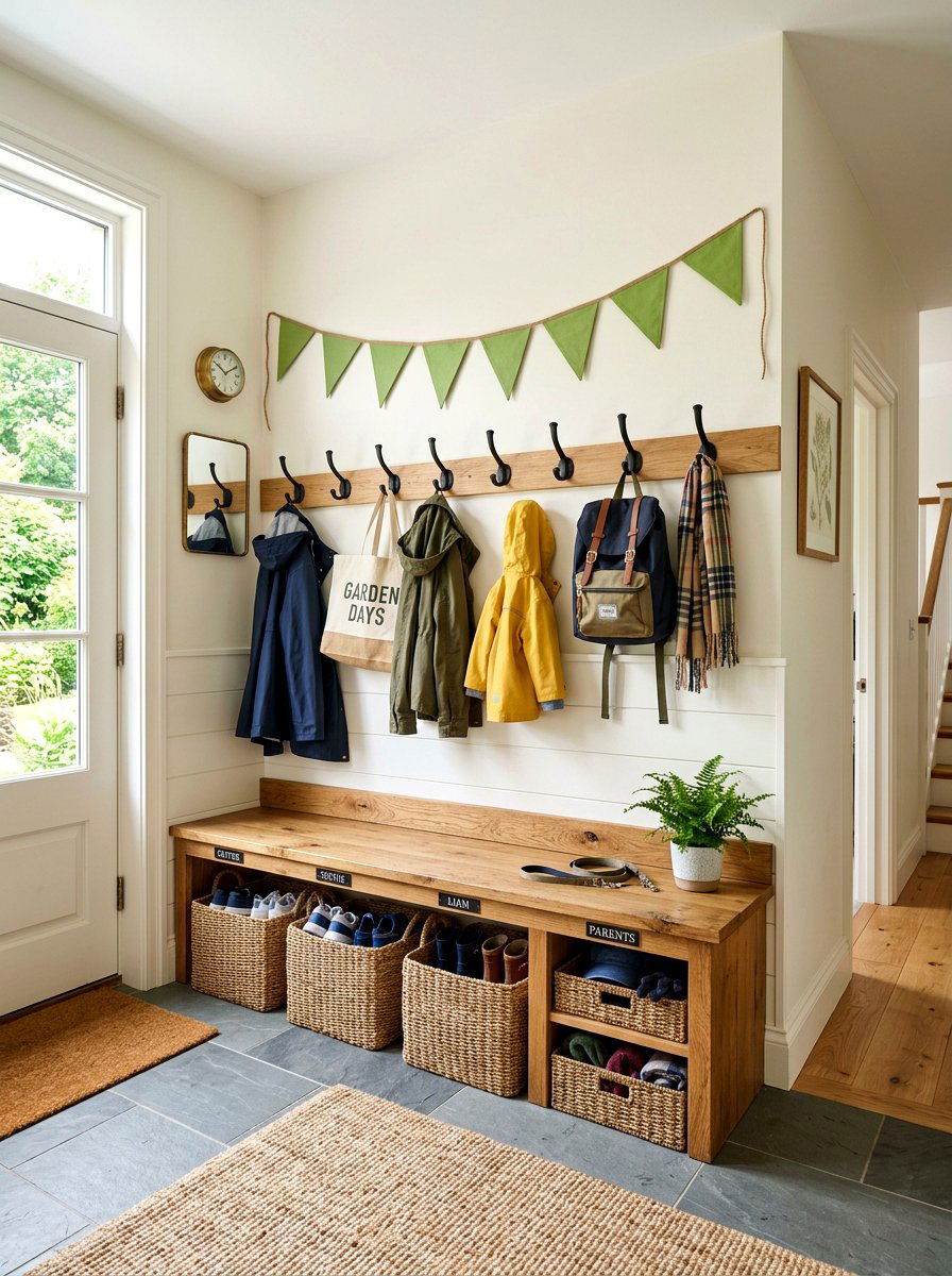Mudroom Wall Bunting - 25 Spring Fabric Bunting Ideas