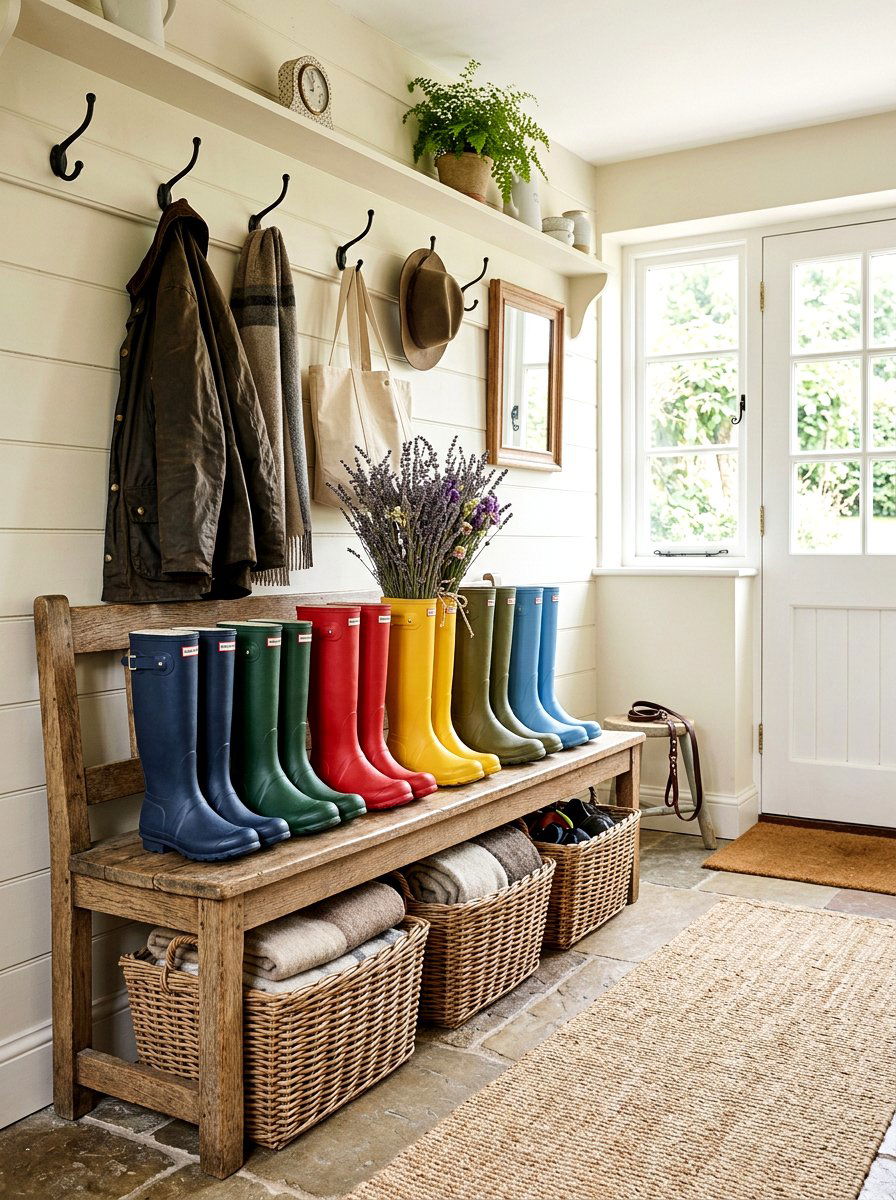 Mudroom decor with boots - 25 Spring Rain Boot Decor Ideas