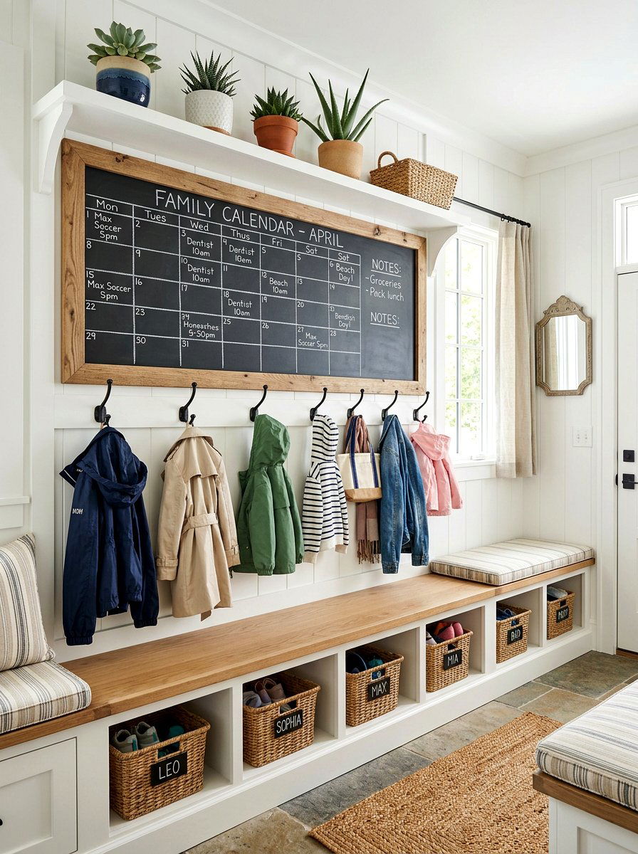 Mudroom family calendar chalkboard - 25 Spring Chalkboard Decor Ideas