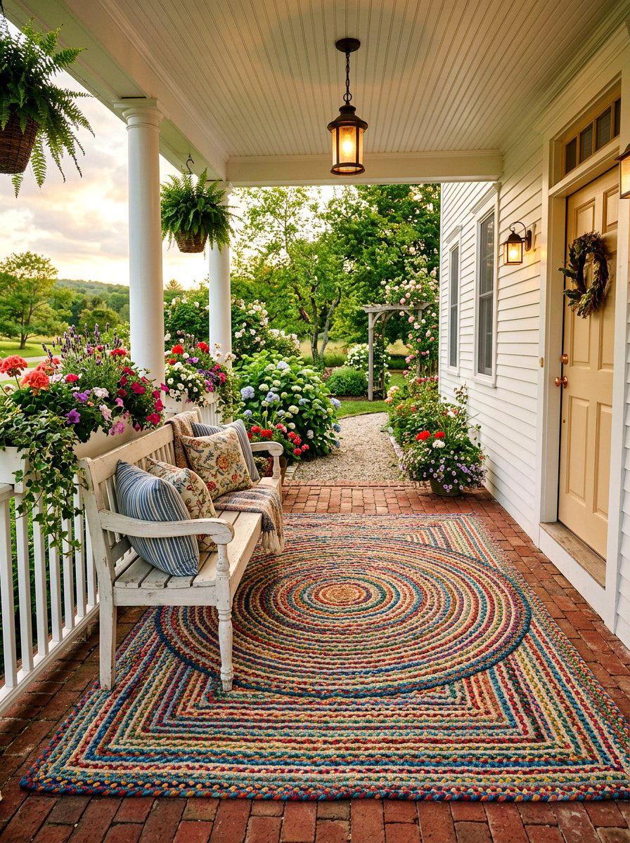 Multi Color Braided Outdoor Rug - 25 Spring Outdoor Rug Ideas