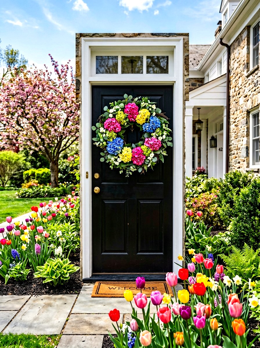 Multi Color Spring Hydrangea - 25 Spring Hydrangea Wreath Ideas