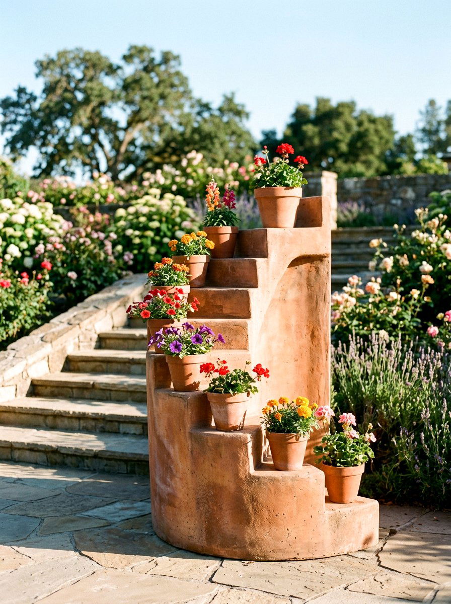 Multi Level Garden Stairs Pot - 25 Spring Garden Planter Ideas