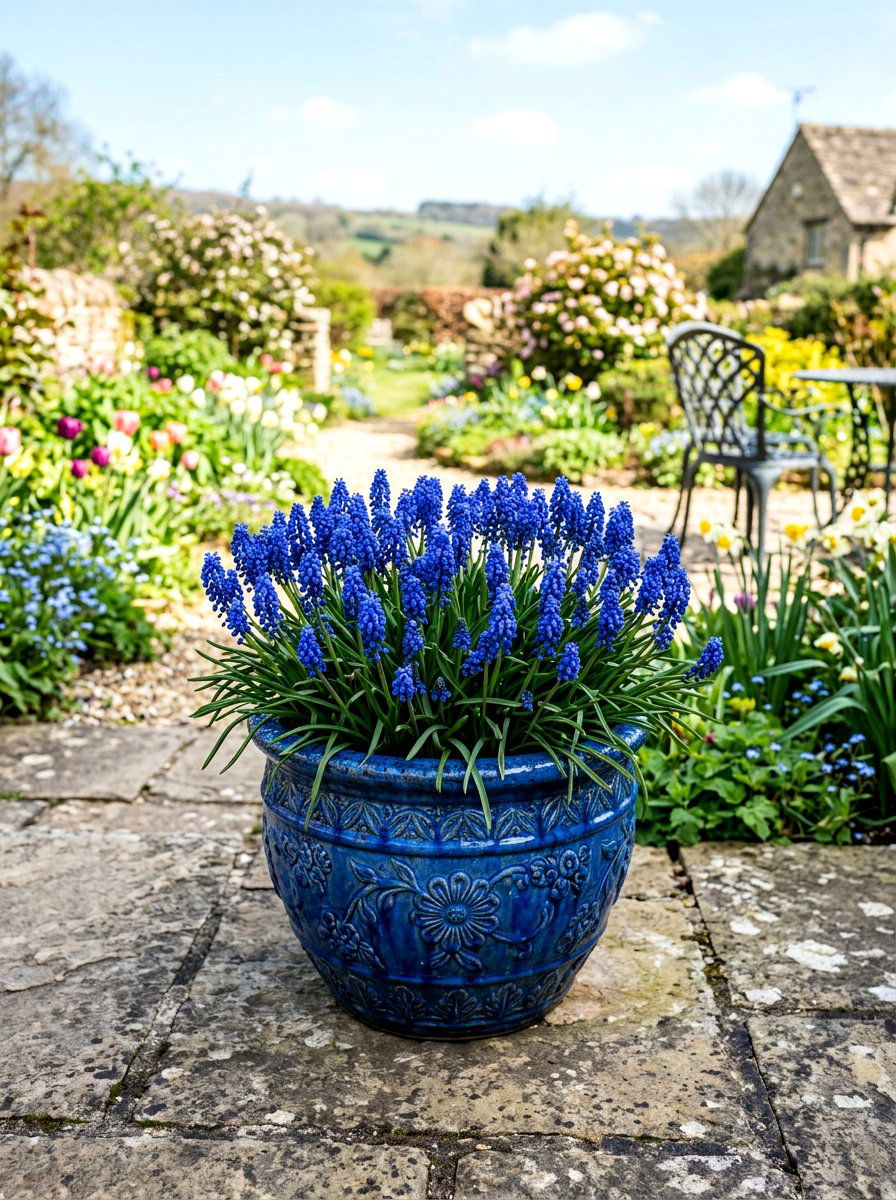 Muscari grape hyacinth pot - 25 Spring Bulb Garden Ideas