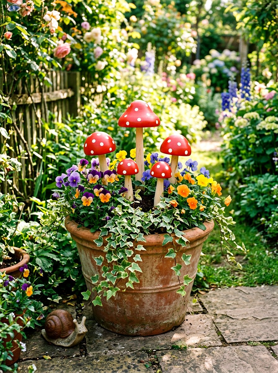 Mushroom Garden Stakes - 25 Spring DIY Craft Ideas