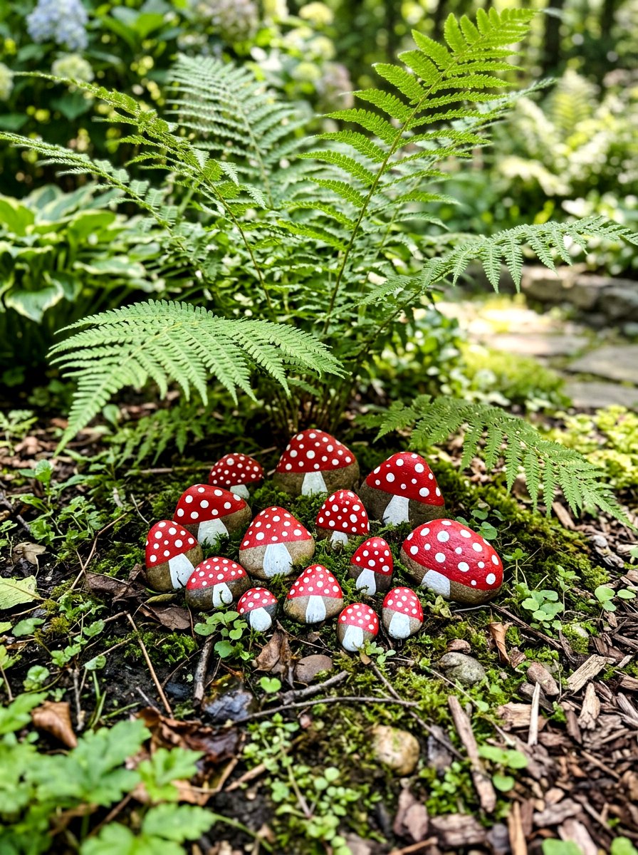 Mushroom Painted Stone - 25 Spring Painted Rock Ideas for Garden