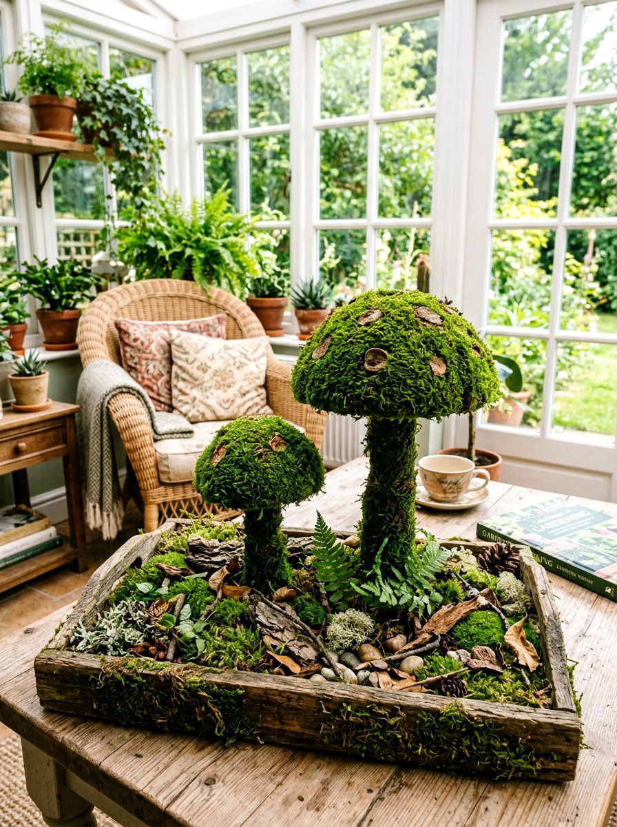Mushroom Shape Moss Topiary - 25 Spring Moss Topiary Ideas