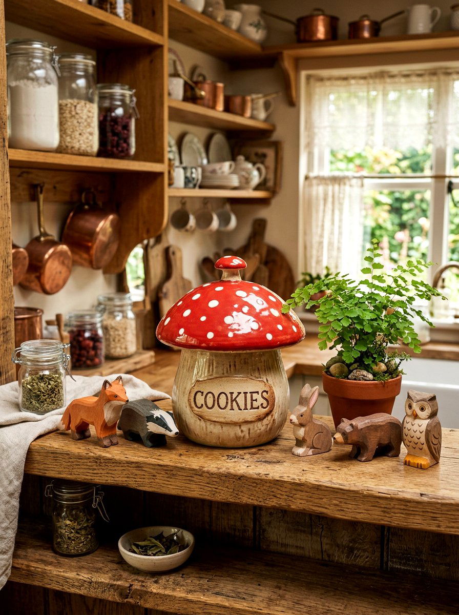 Mushroom Shaped Cookie Jar - 25 Spring Cookie Jar Ideas