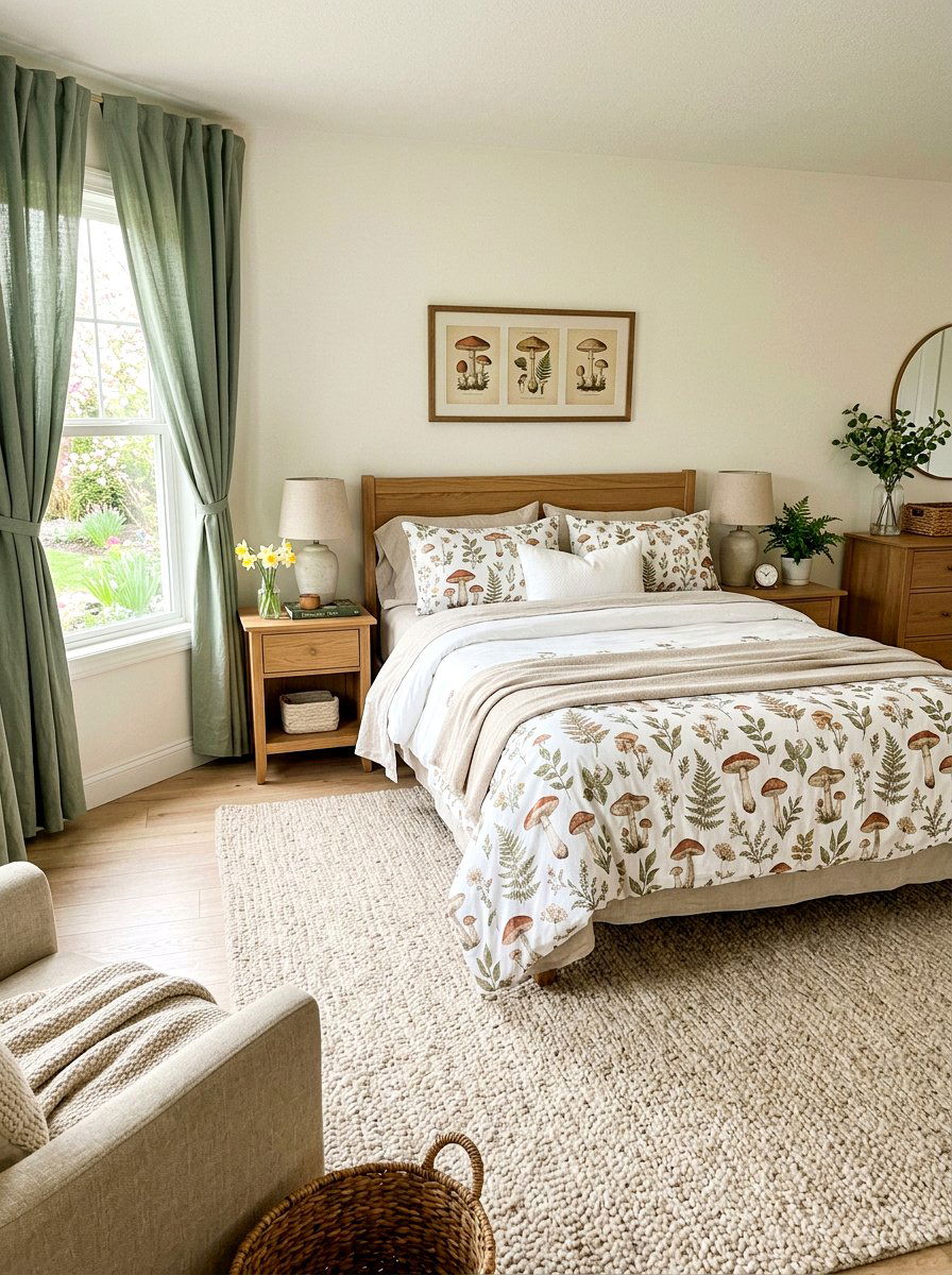 Mushroom bedding set master bedroom - 25 Spring Mushroom Decor Ideas