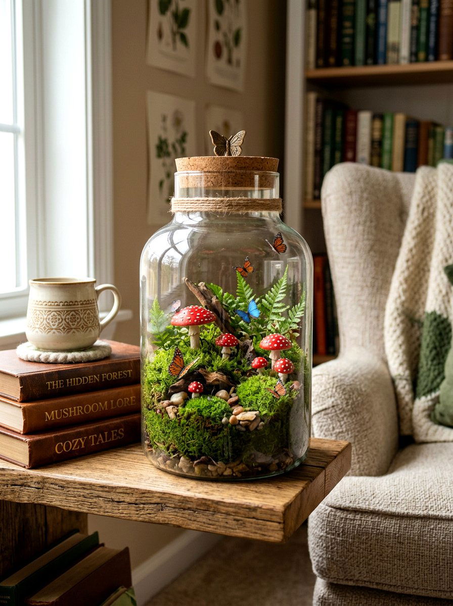 Mushroom butterfly terrarium - 25 Spring Butterfly Terrarium Ideas