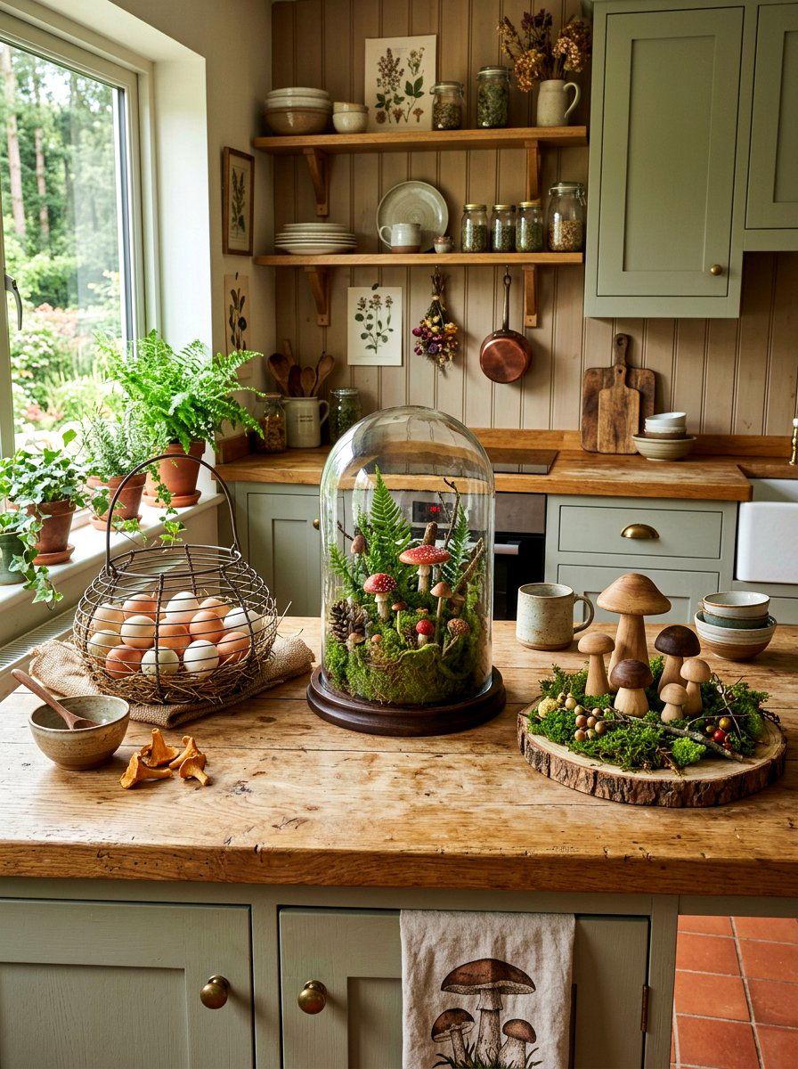 Mushroom cloche - 25 Spring Bell Jar Decor Ideas