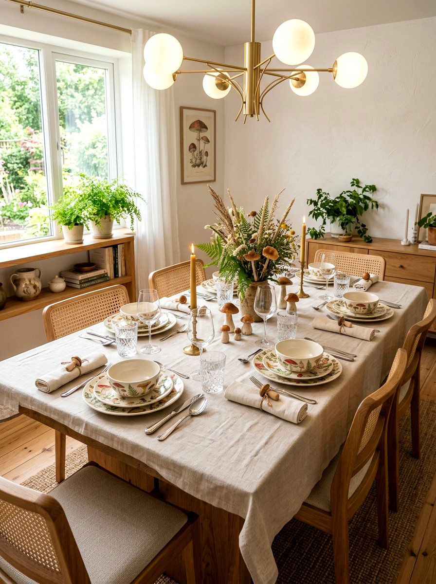 Mushroom dinnerware set dining room - 25 Spring Mushroom Decor Ideas