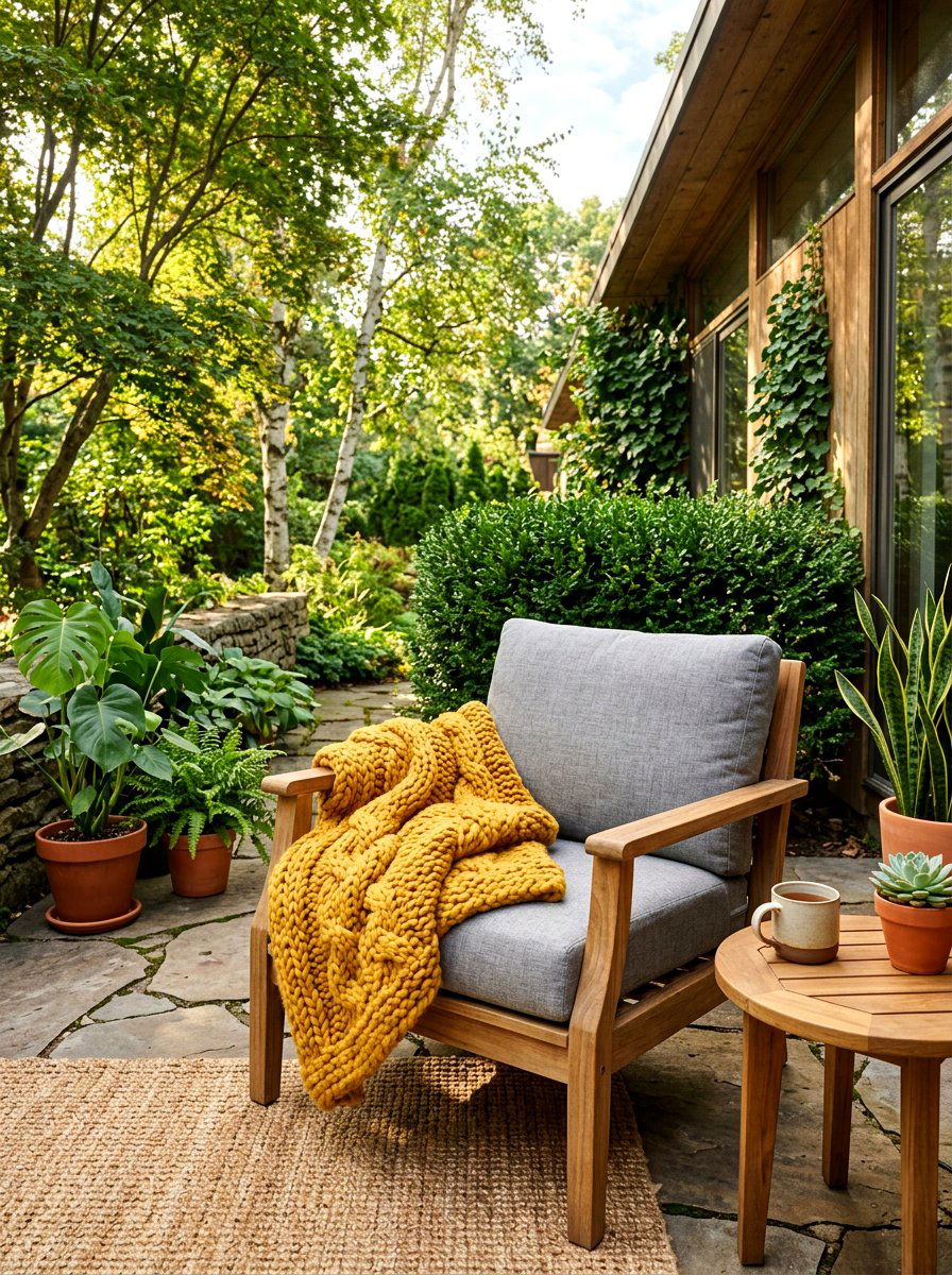 Mustard Yellow Chunky Knit - 25 Spring Outdoor Throw Ideas