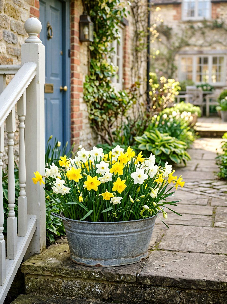 Narcissus and daffodil container - 25 Spring Garden Pot Ideas