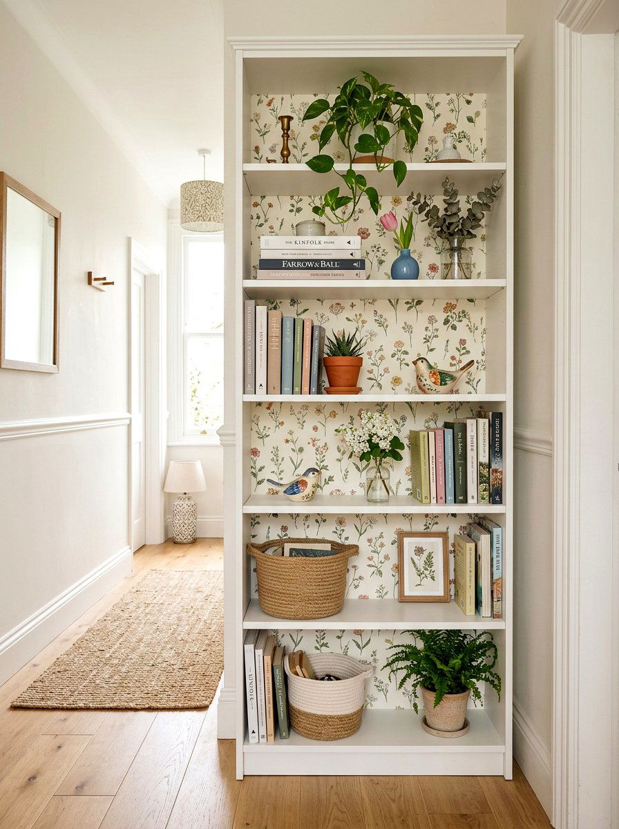 Narrow Wooden Bookshelf - 25 Spring Thrift Flip Decor Ideas