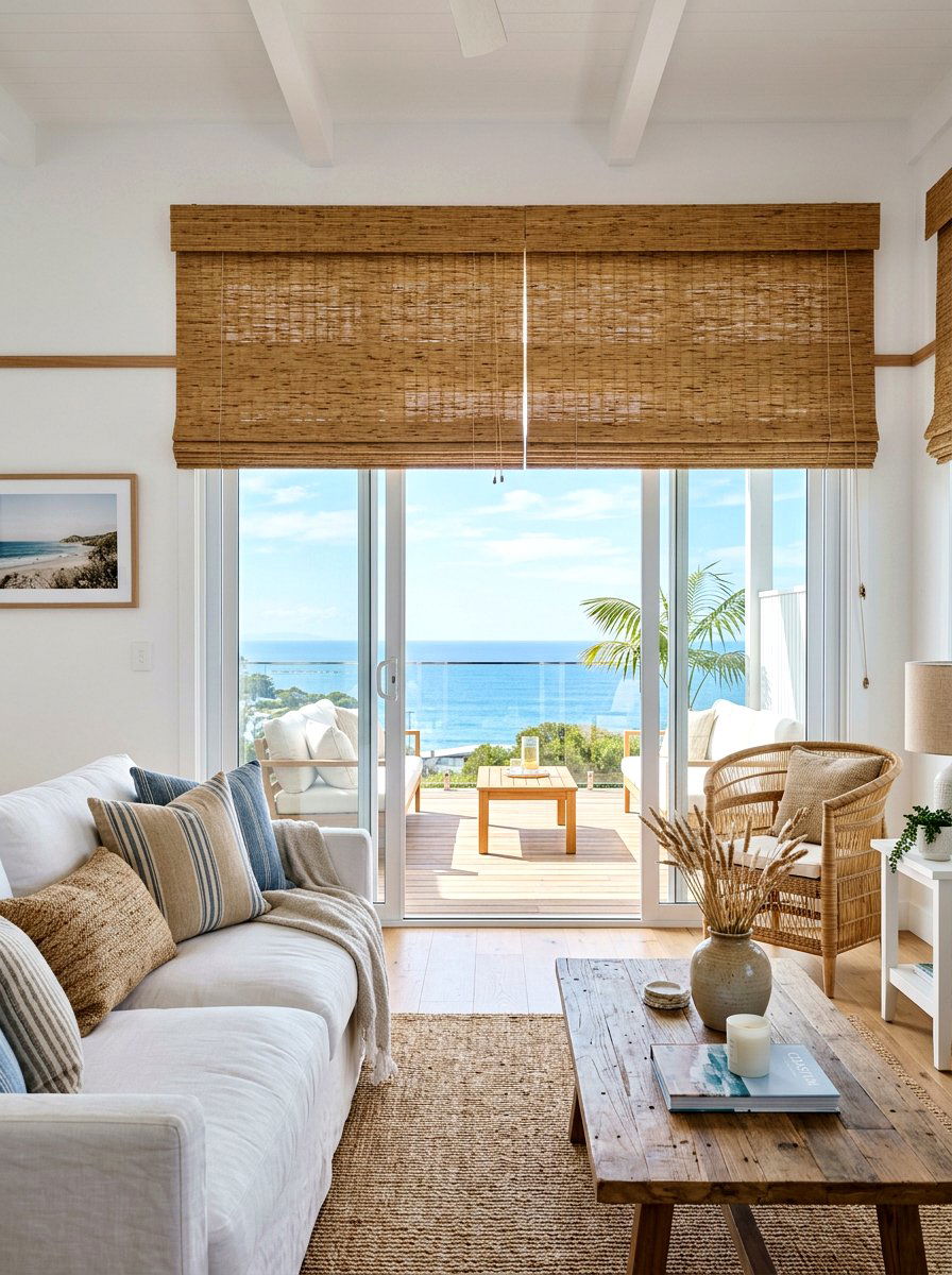 Natural Bamboo Blinds - 25 Spring Sliding Door Decor Ideas