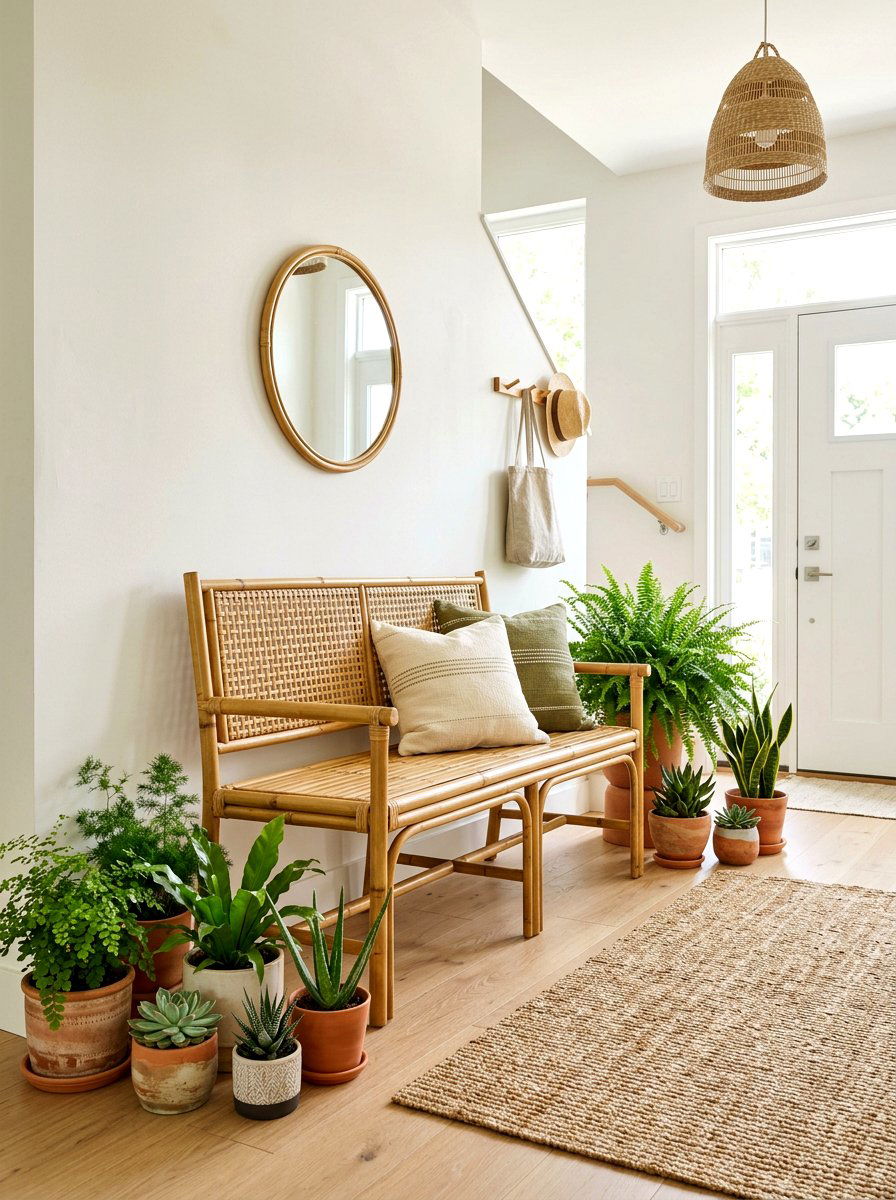 Natural Bamboo Entryway Bench - 25 Spring Entryway Bench Decor Ideas
